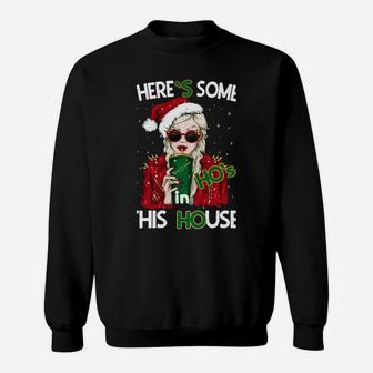 Theres Some Hos In This House Funny Christmas Santa Claus Sweatshirt Sweatshirt | Crazezy