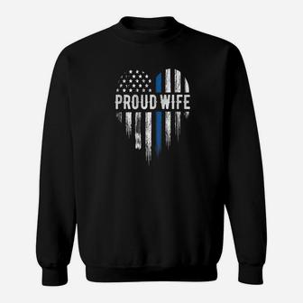 Thin Blue Line Heart Wife Police Sweatshirt - Thegiftio UK
