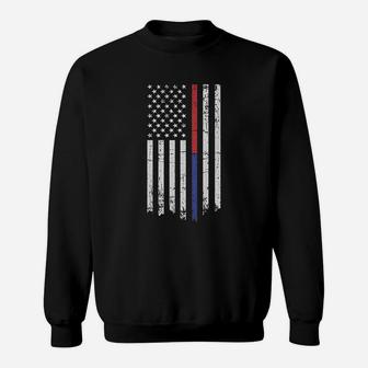 Thin Red Blue Line American Flag Sweatshirt | Crazezy