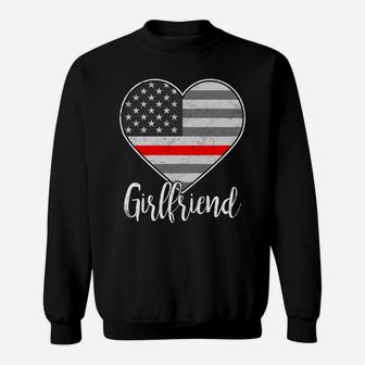 Thin Red Line Us Flag Heart Firefighter's Girlfriend Gift Sweatshirt | Crazezy