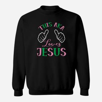 This Aka Loves Jesus Pink And Green Sorority Sweatshirt - Thegiftio UK
