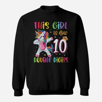 This Girl Is Now 10 Double Digits 10Th Birthday Unicorn Sweatshirt | Crazezy DE