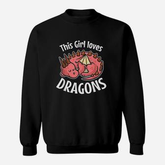 This Girl Loves Dragons Girls Dragon Pajamas Gift Sweatshirt | Crazezy AU