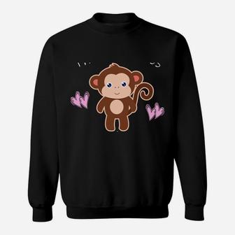 This Girl Loves Monkeys Toddler Kids Tween Cute Monkey Lover Sweatshirt Sweatshirt | Crazezy