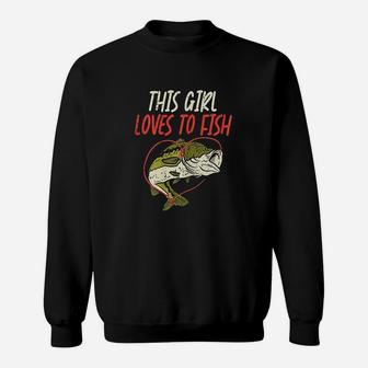 This Girl Loves To Fish Bass Fishing Family Matching Gift Sweatshirt | Crazezy UK