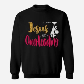 This Girl Runs On Jesus And Cheerleading Cheerleader Gift Sweatshirt | Crazezy DE