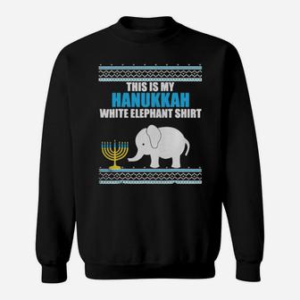 This Is My Hanukkah White Elephan Ugly Hanukkah Shirt Sweatshirt - Monsterry