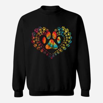 Tie Dye Love Dog Paw Print Heart Animal Lover Sweatshirt | Crazezy UK