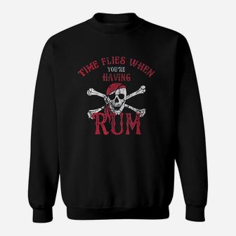 Time Flies When You Are Having Rum Fun Pirate Skull Drinking Sweatshirt | Crazezy DE