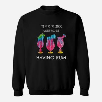 Time Flies When You Are Having Rum Rum Drinkers Funny Beach Sweatshirt - Thegiftio UK