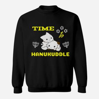 Time To Hanukuddle Hanukkah Cats Cuddling Cat Sweatshirt - Monsterry CA
