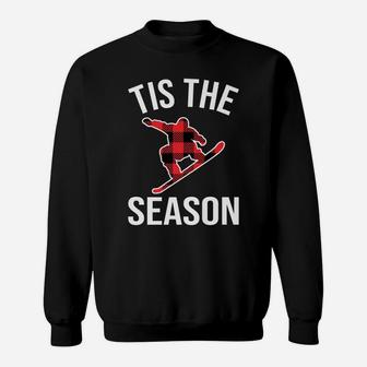 Tis The Season Buffalo Plaid Snowboard Christmas Pajama Gift Sweatshirt | Crazezy DE