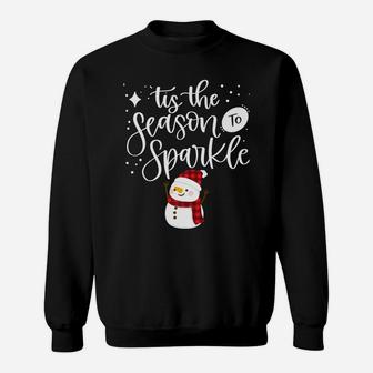 Tis The Season To Sparkle Winter Christmas Snowman Holiday Sweatshirt | Crazezy