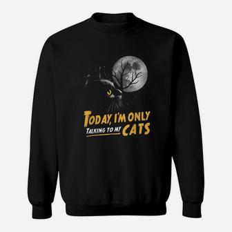 Today I'm Only Talking To My Cats Moon Lucky Black Cat Sweatshirt | Crazezy DE