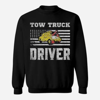 Tow Truck Driver Yellow Line Daddy Us Flag Distressed Sweatshirt - Monsterry CA