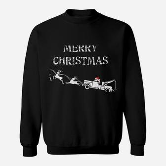 Tow Truck Xmas Design I Merry Christmas Saying Funny Sweatshirt | Crazezy