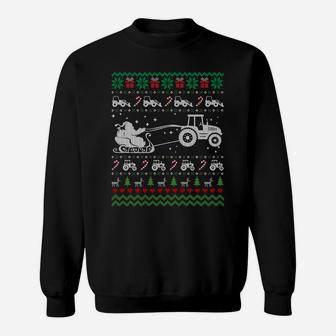 Tractor Ugly Christmas Sweater Xmas Funny Farmer Sweatshirt Sweatshirt | Crazezy