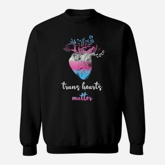 Transgender Anatomical Heart Watercolor Floral Trans Pride Sweatshirt | Crazezy