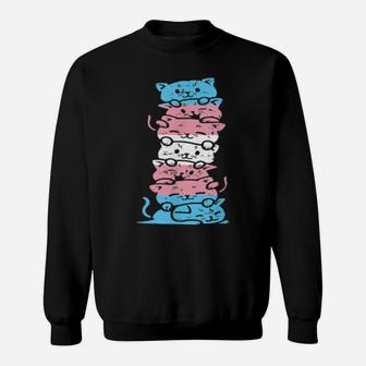 Transgender Cat Stack Cute Trans Flag Lgbt Animal Sweatshirt - Monsterry DE