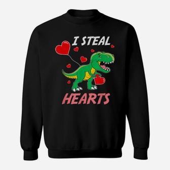Trex I Steal Hearts Valentines Day Sweatshirt - Monsterry