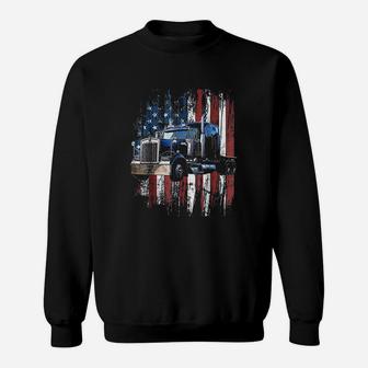 Trucker American Flag Truck Driver Truck Driver Gift Sweatshirt | Crazezy