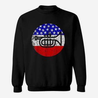 Trumpet Retro Style Music American Flag Sweatshirt | Crazezy CA