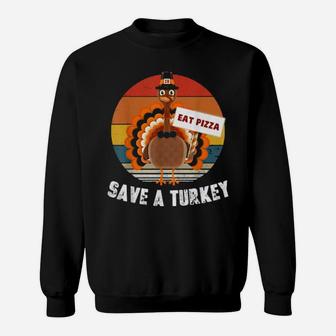 Turkey Eat Pizza Thanksgiving Vintage Distressed Sweatshirt - Monsterry UK
