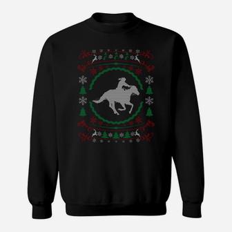 Ugly Christmas Style Cowgirl Riding Xmas Sweatshirt Sweatshirt | Crazezy