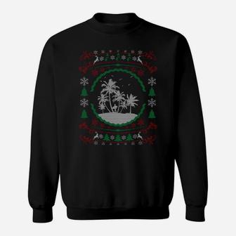 Ugly Christmas Style Palm Tree Funny Xmas Sweatshirt Sweatshirt | Crazezy AU
