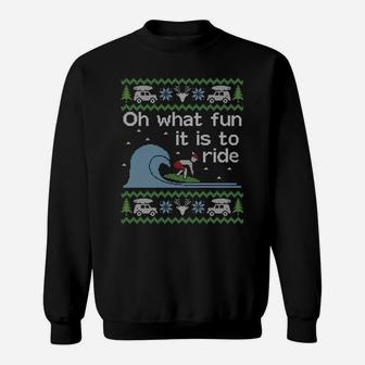 Ugly Christmas Sweater Surfer Surfing Surf Funny Sweatshirt Sweatshirt | Crazezy UK