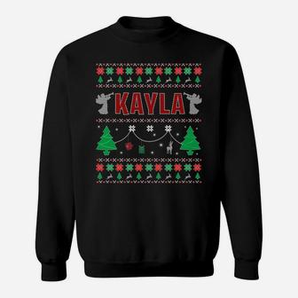 Ugly Christmas Themed Personalized Gift For Kayla Sweatshirt Sweatshirt | Crazezy