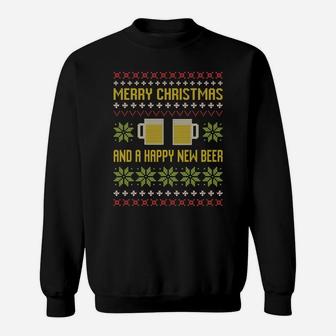 Ugly Funny Merry Christmas Sweater Happy New Beer Drinkers Sweatshirt Sweatshirt | Crazezy UK