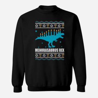 Ugly Hanukkah Menorasaurus Dinosaurorah Sweatshirt - Monsterry UK