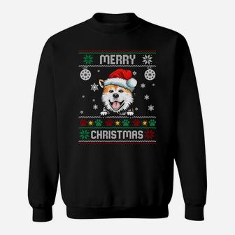 Ugly Merry Christmas Dog Akita Xmas Costume Gift Sweatshirt Sweatshirt | Crazezy AU