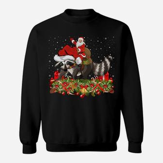 Ugly Raccoon Xmas Gift Santa Riding Raccoon Christmas Sweatshirt Sweatshirt | Crazezy UK