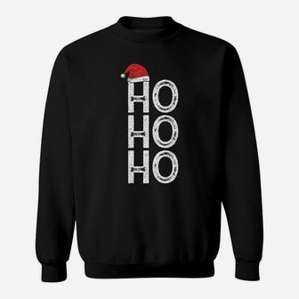Ugly Xmas Merry Christmas Santa Claus Hat Snowflake Ho Ho Ho Sweatshirt | Crazezy