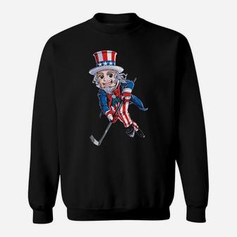 Uncle Sam 4Th Of July Hockey American Flag Sweatshirt - Monsterry UK