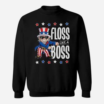 Uncle Sam Floss Like A Boss 4Th Of July American Flag Sweatshirt - Monsterry
