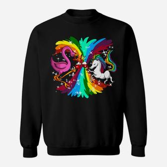 Unicorn And Flamingo Bird Magical Rainbow Wine Party Sweatshirt - Thegiftio UK