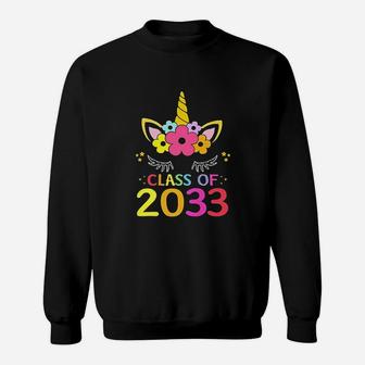 Unicorn Face Class Of 2033 First Day Kindergarten Girls Gift Sweatshirt | Crazezy DE