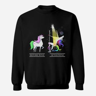 Unicorn Pole Dancing Party Before Wine After Wine Gift Sweatshirt - Thegiftio UK
