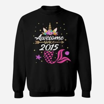Unicorn Shirt Mermaid Birthday - Awesome Since 2015 Tee Gift Sweatshirt | Crazezy