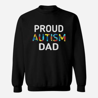 Unique Proud Dad Colored Puzzle Pieces Awareness Sweatshirt | Crazezy AU