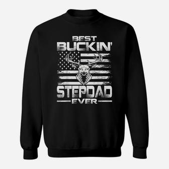 Usa Flag Best Buckin' Stepdad Ever Deer Hunting Sweatshirt | Crazezy