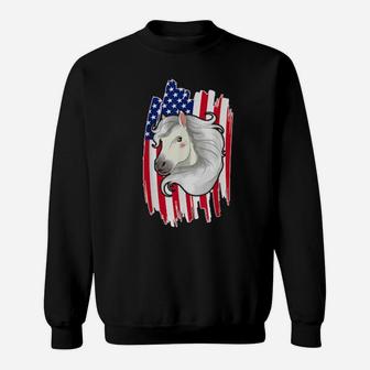 Usa Flag Horse 4Th Of July Patriotic Horse Sweatshirt - Monsterry