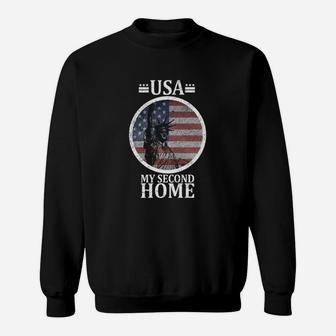 USA Mein Zweites Zuhause Vintage-Flagge Patriotisches Sweatshirt - Seseable