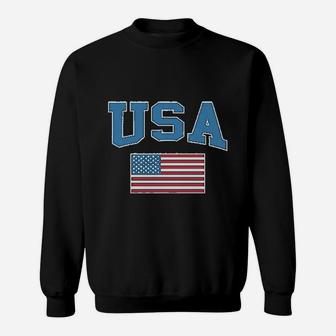 Usa Text And American Flag Sweatshirt | Crazezy