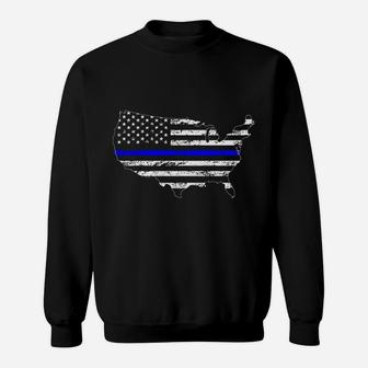 Usa Thin Blue Line American Flag Patriotic Police Supporter Blue Lives Matter Sweatshirt | Crazezy UK