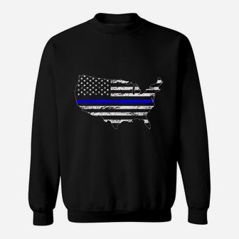 Usa Thin Blue Line American Flag Patriotic Police Supporter Blue Lives Matter Sweatshirt - Thegiftio UK