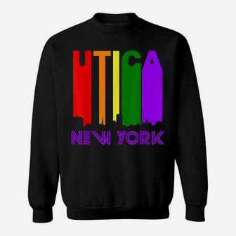 Utica New York Lgbtq Gay Pride Rainbow Skyline Sweatshirt | Crazezy